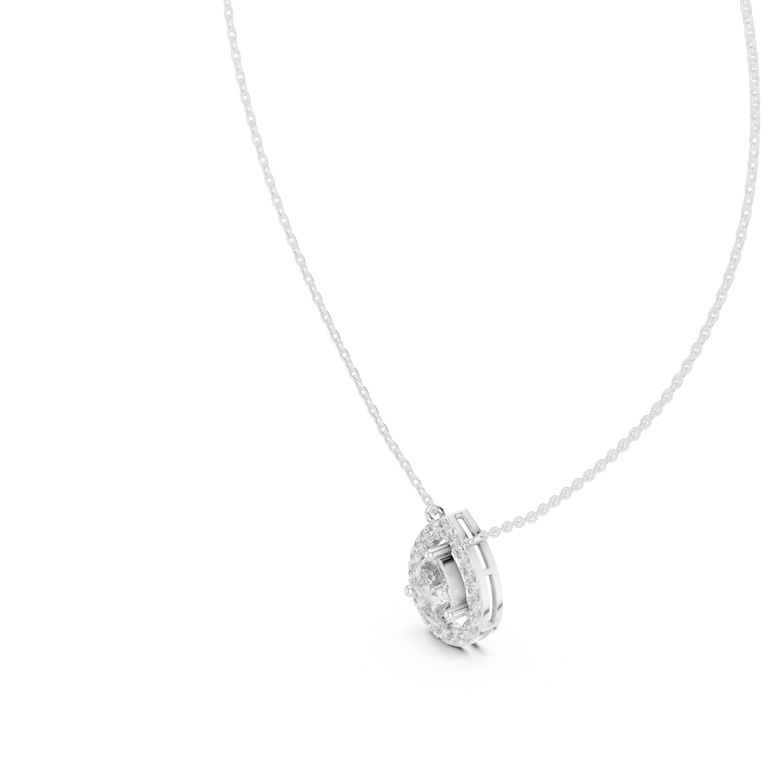 Elegant pear halo diamond pendant in gold with lab grown diamonds by Signora Jewels