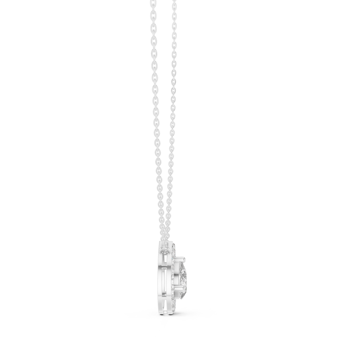 Elegant pear halo diamond pendant in gold with lab grown diamonds by Signora Jewels