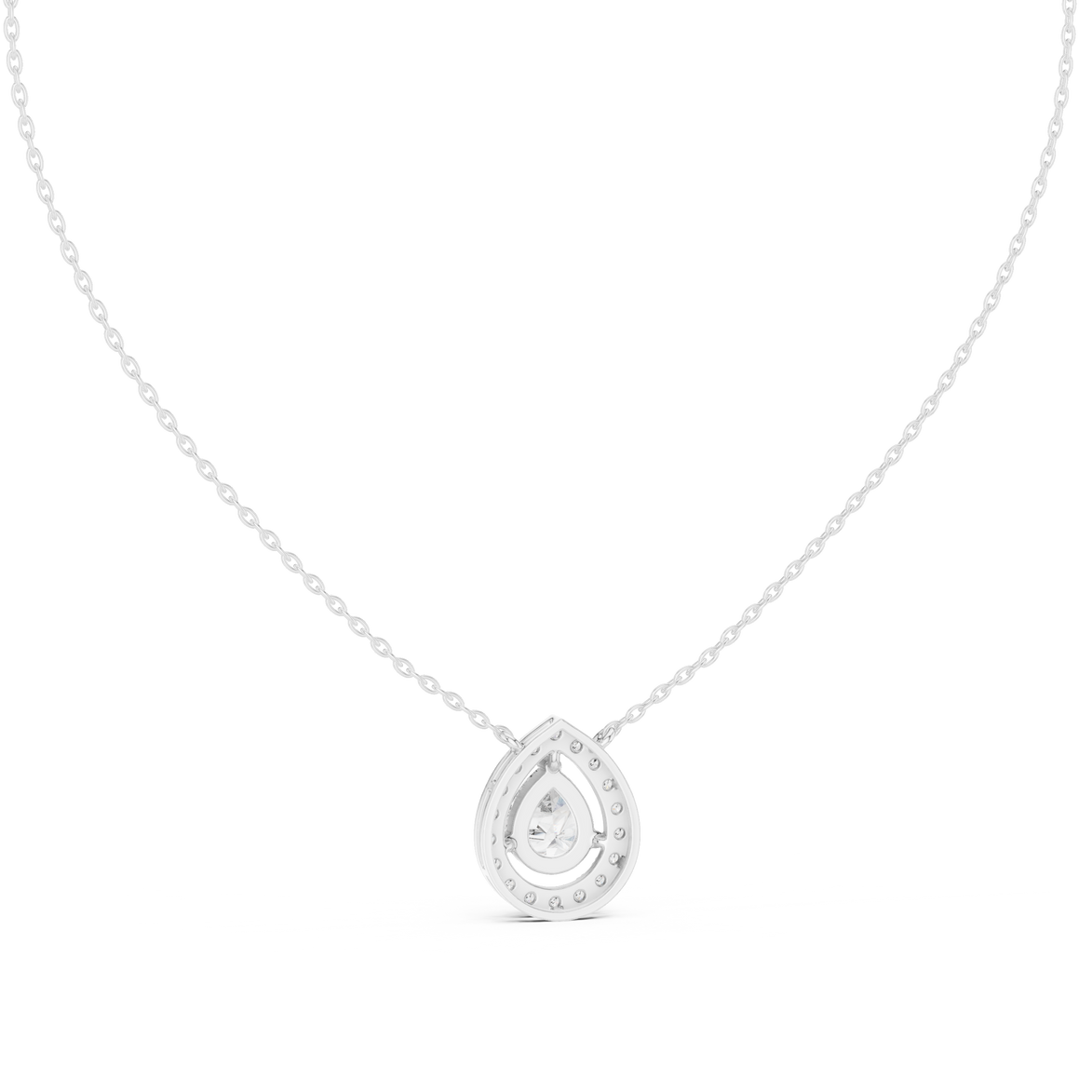 Elegant pear halo diamond pendant in gold with lab grown diamonds by Signora Jewels