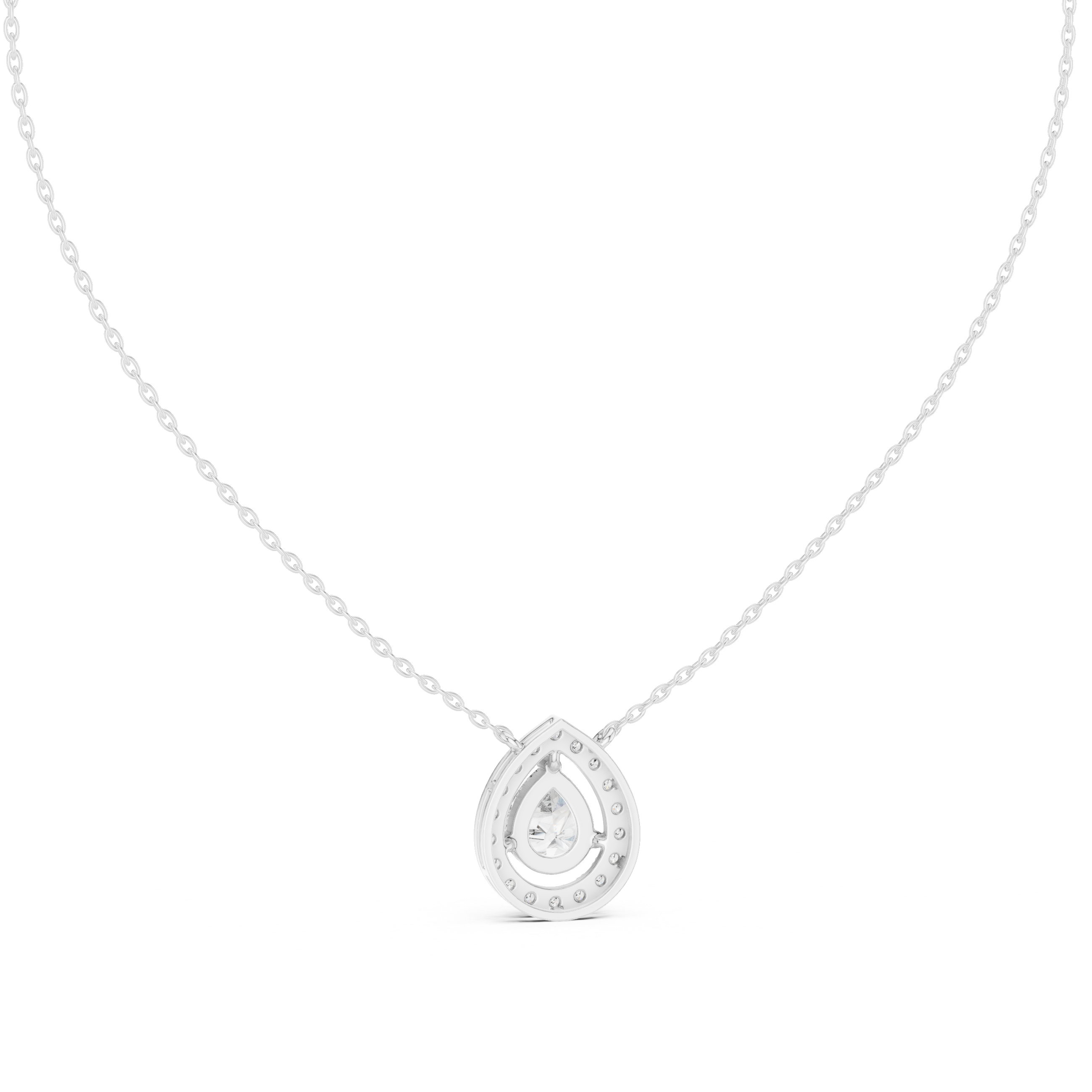 Elegant pear halo diamond pendant in gold with lab grown diamonds by Signora Jewels