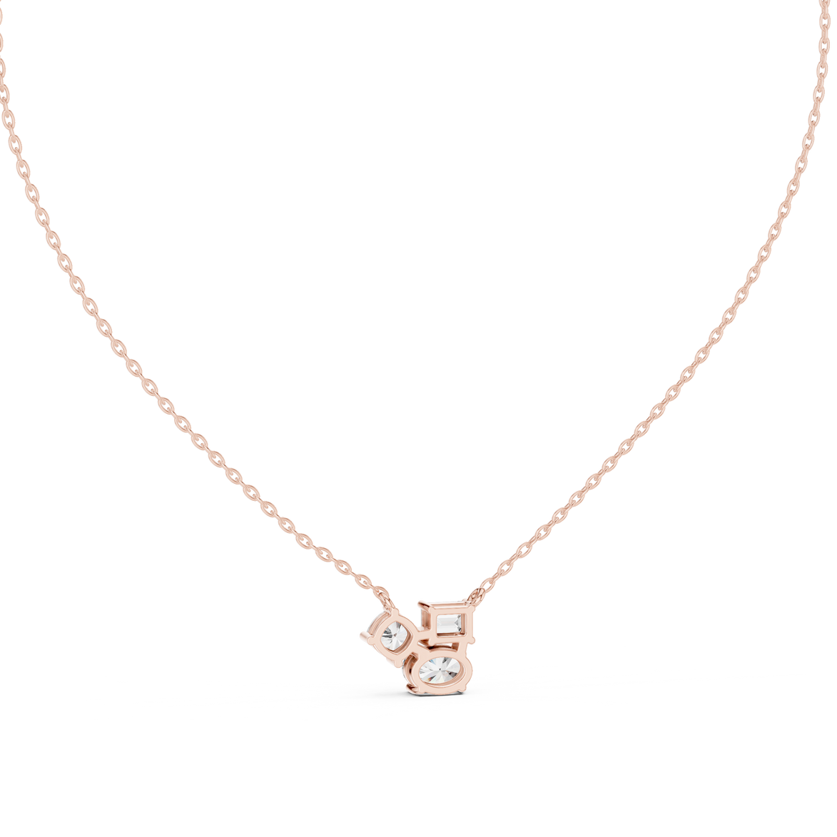 Modern mixed shape diamond cluster pendant in gold with lab grown diamonds by Signora Jewels