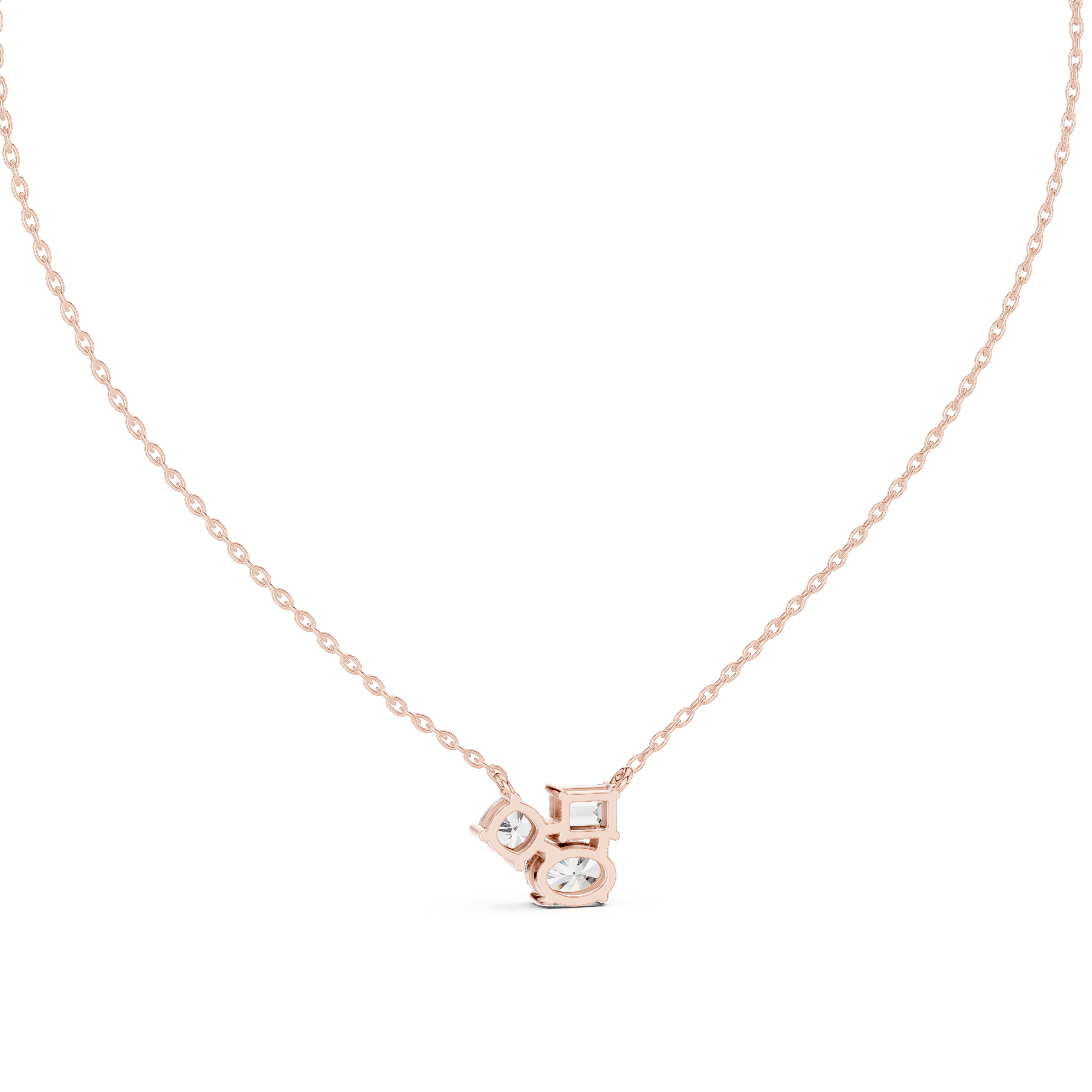 Modern mixed shape diamond cluster pendant in gold with lab grown diamonds by Signora Jewels