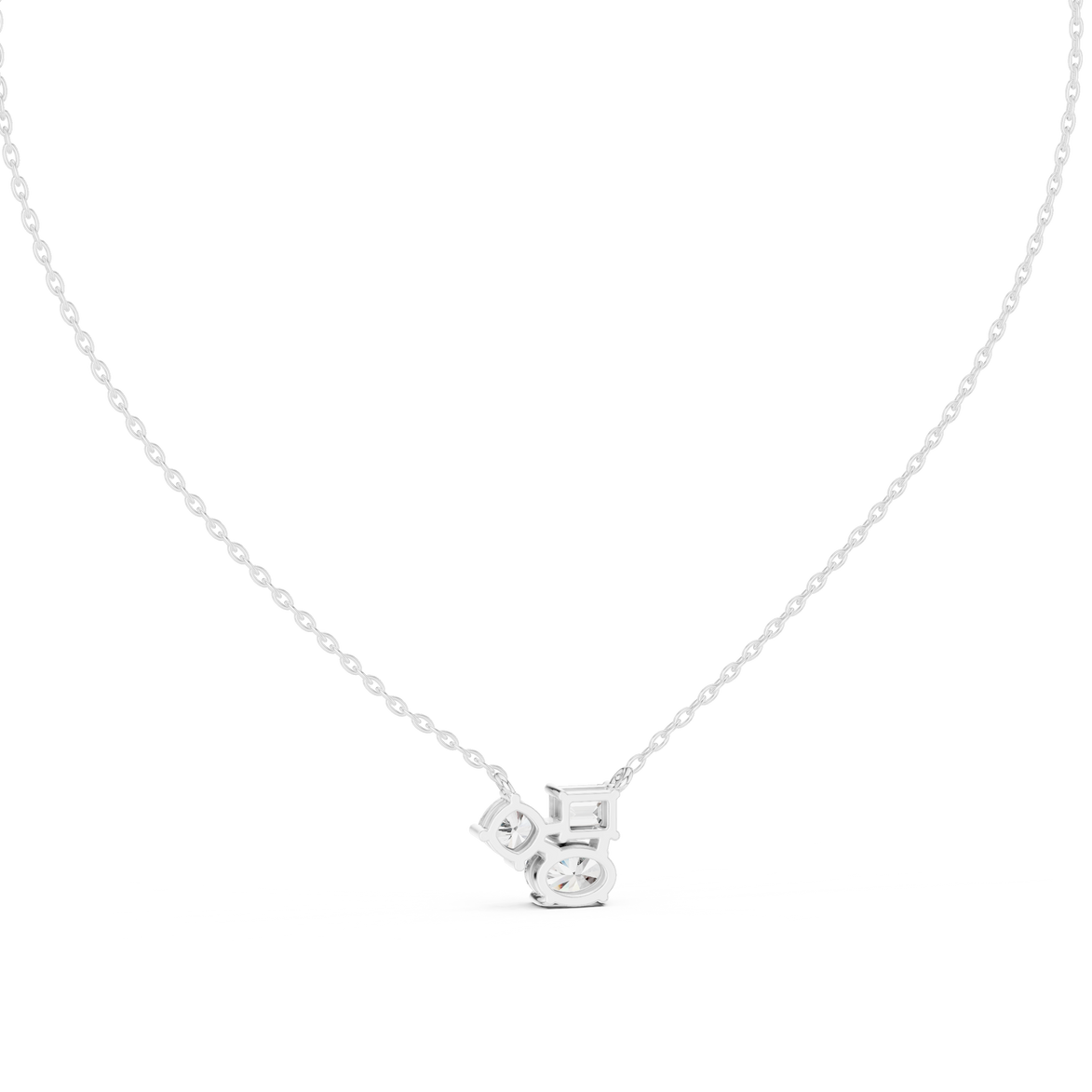 Modern mixed shape diamond cluster pendant in gold with lab grown diamonds by Signora Jewels