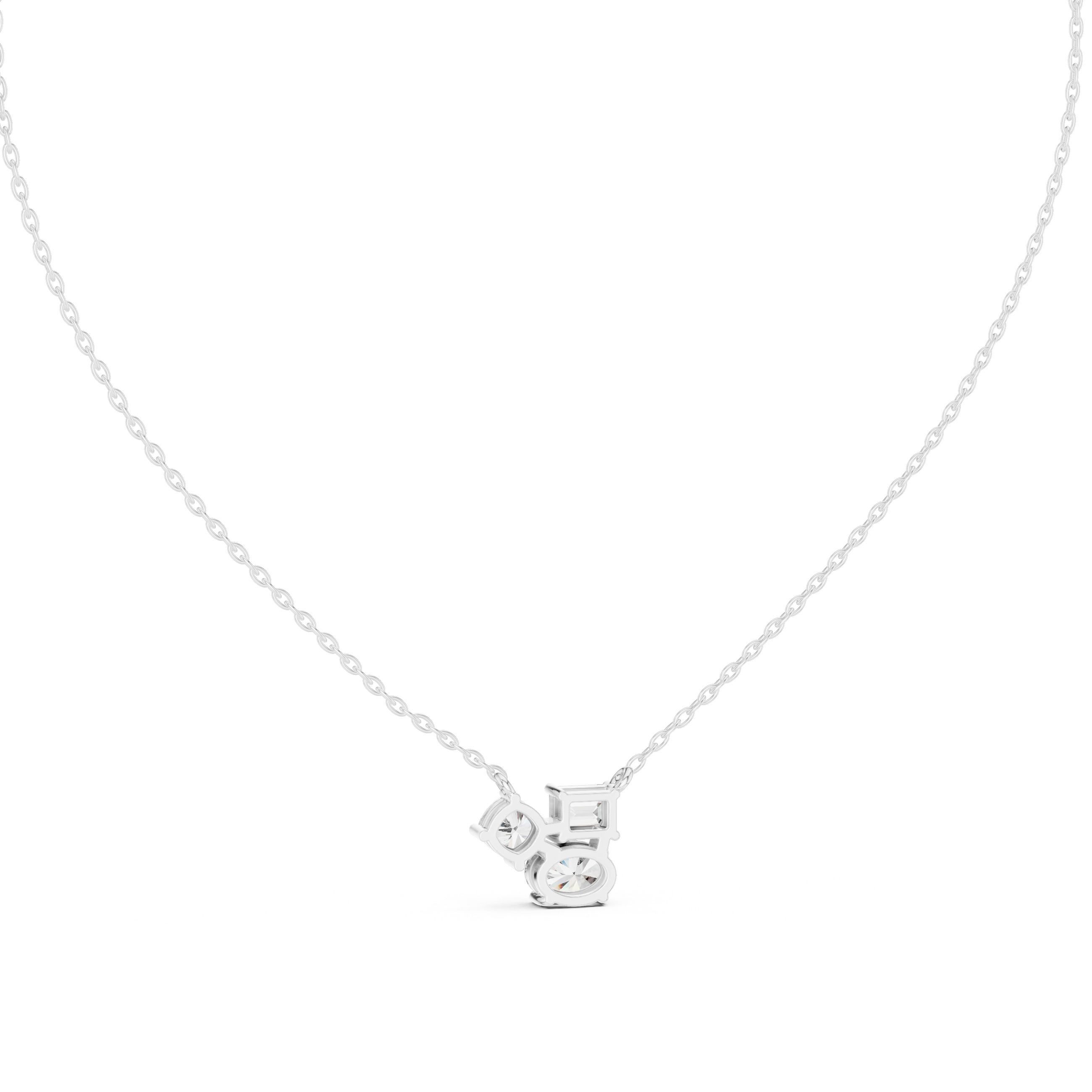 Modern mixed shape diamond cluster pendant in gold with lab grown diamonds by Signora Jewels