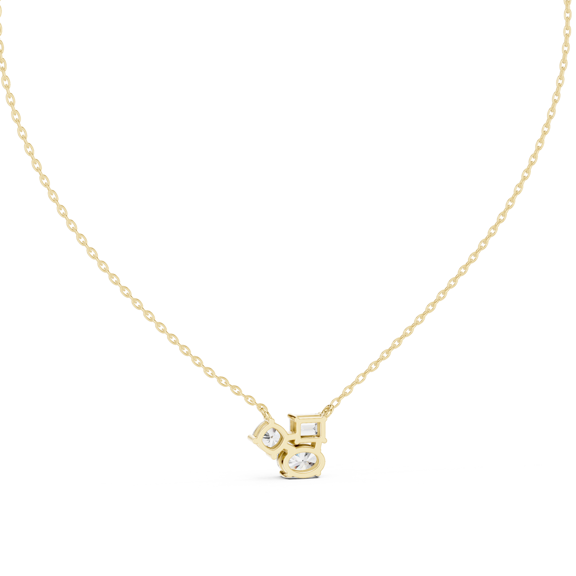 Modern mixed shape diamond cluster pendant in gold with lab grown diamonds by Signora Jewels