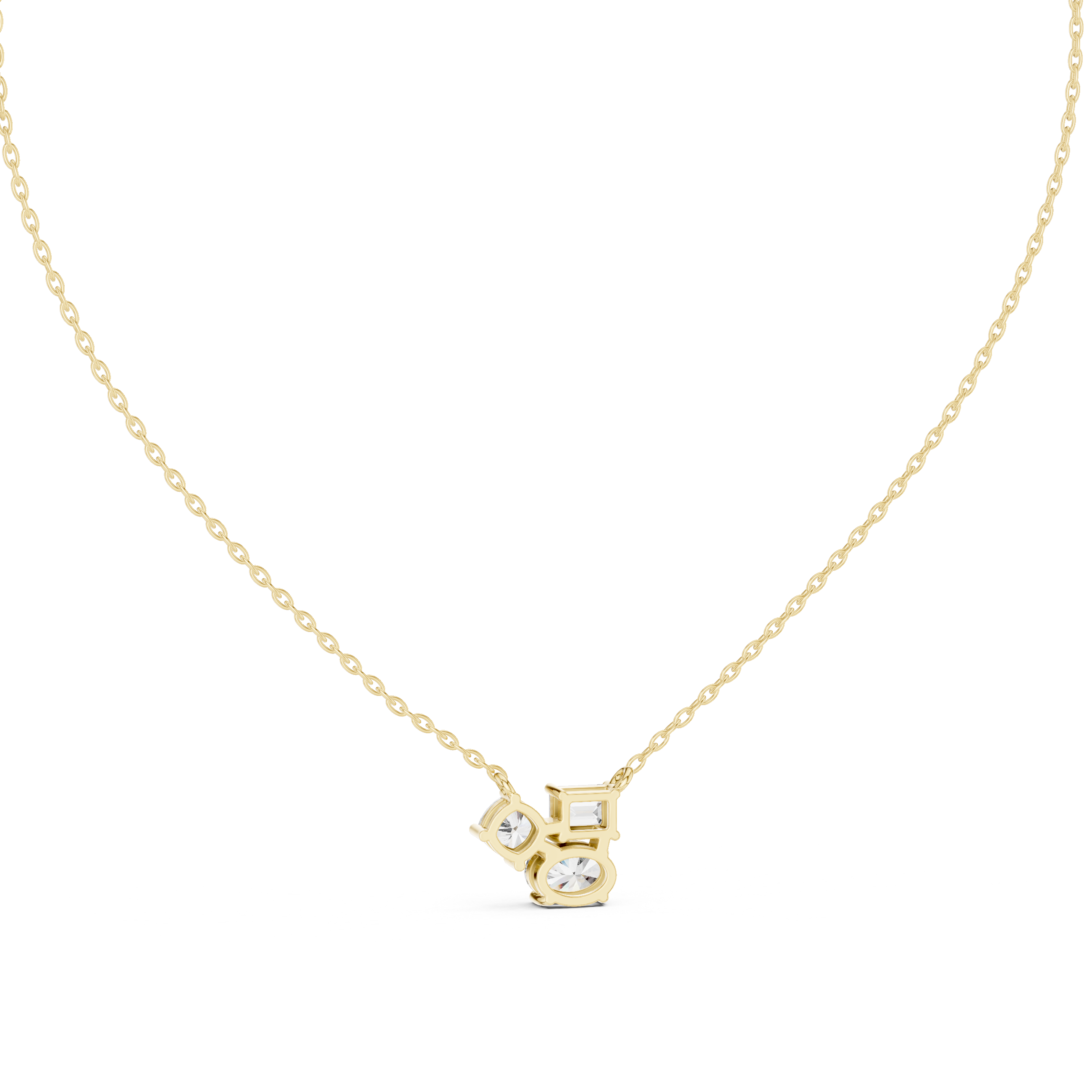 Modern mixed shape diamond cluster pendant in gold with lab grown diamonds by Signora Jewels