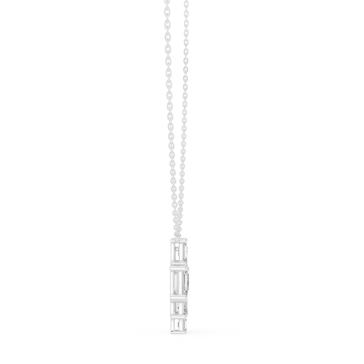Modern emerald cut diamond cluster pendant in gold with lab grown diamonds by Signora Jewels