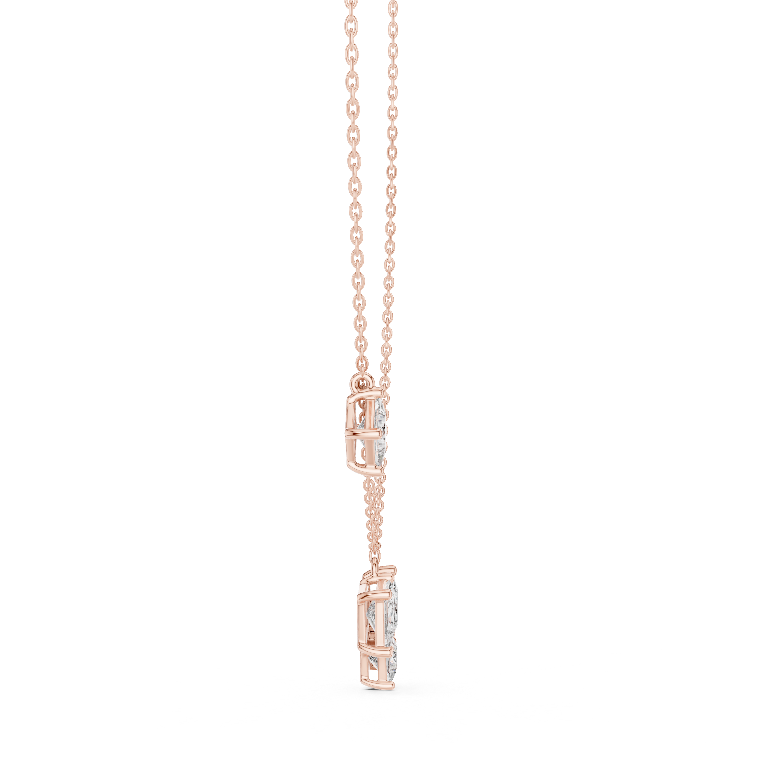 Modern princess cut diamond cluster pendant in gold with lab grown diamonds by Signora Jewels