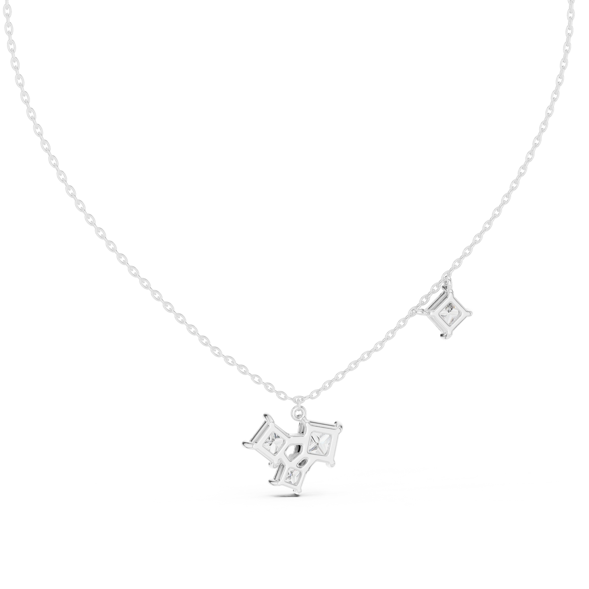 Modern princess cut diamond cluster pendant in gold with lab grown diamonds by Signora Jewels