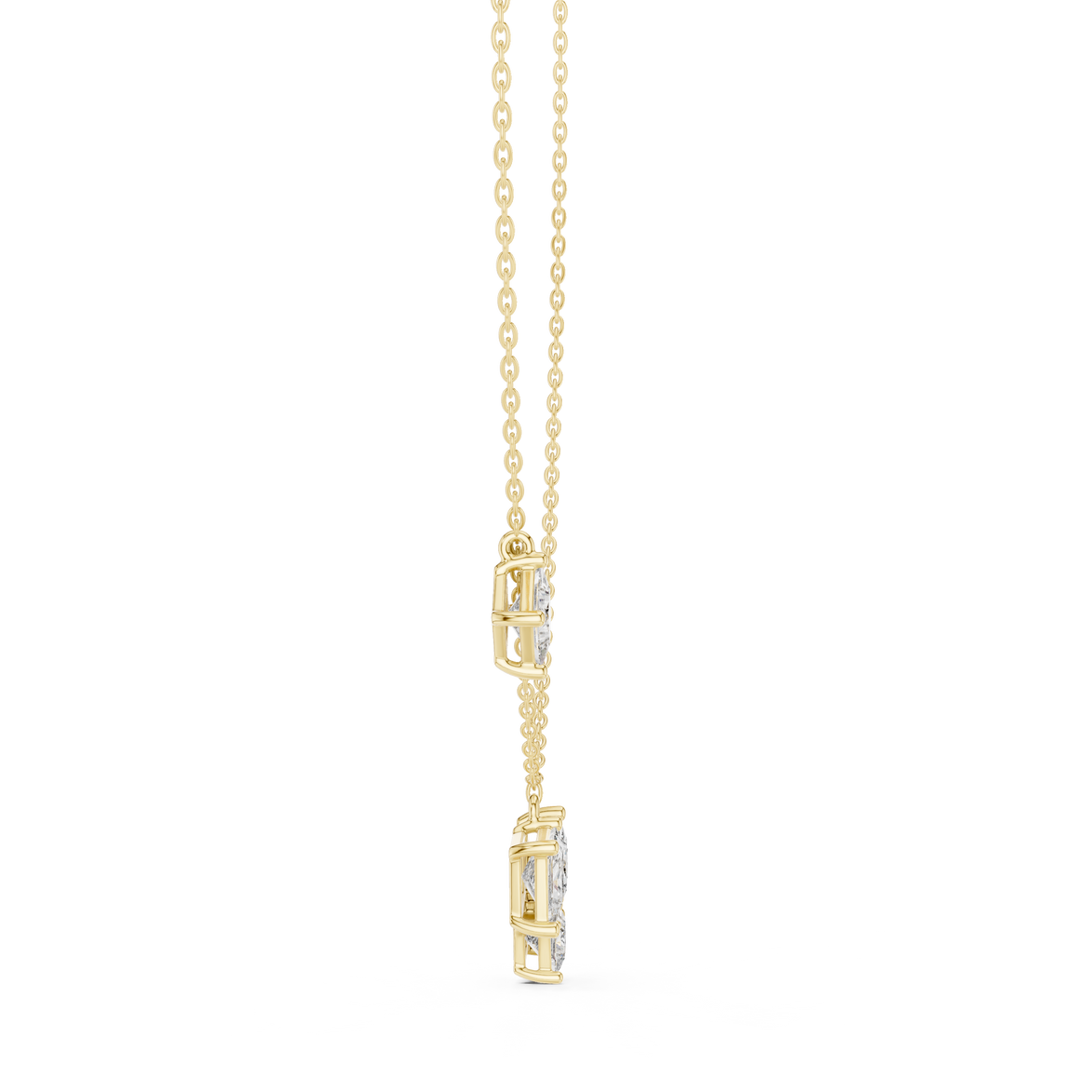 Modern princess cut diamond cluster pendant in gold with lab grown diamonds by Signora Jewels