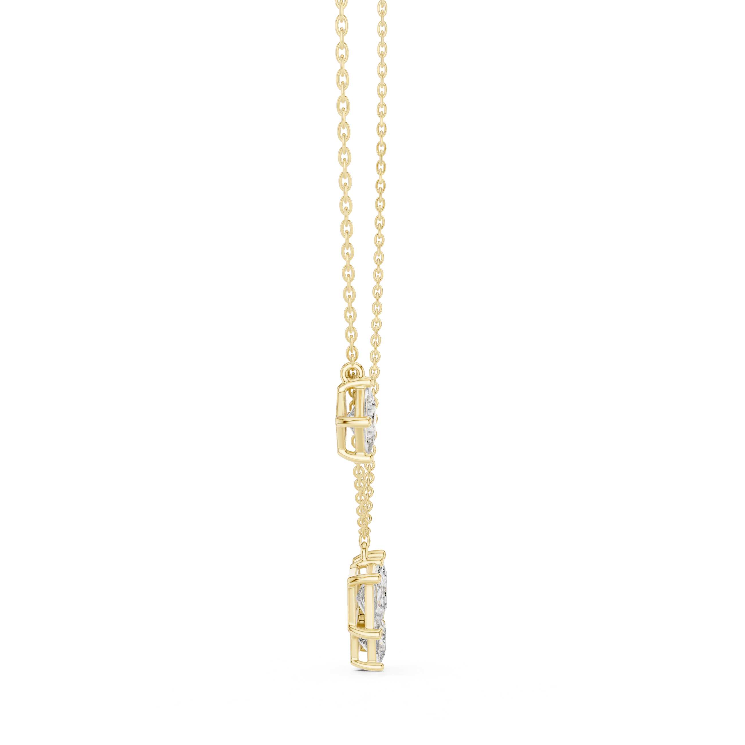 Modern princess cut diamond cluster pendant in gold with lab grown diamonds by Signora Jewels