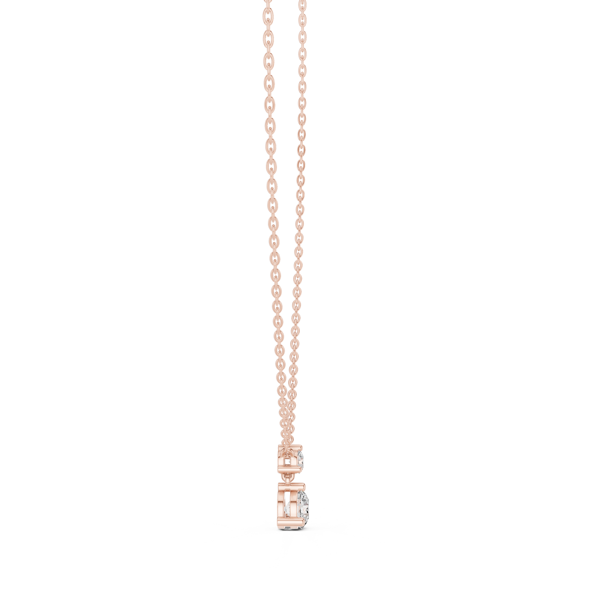 Minimal two stone diamond drop pendant in gold with lab grown diamonds by Signora Jewels