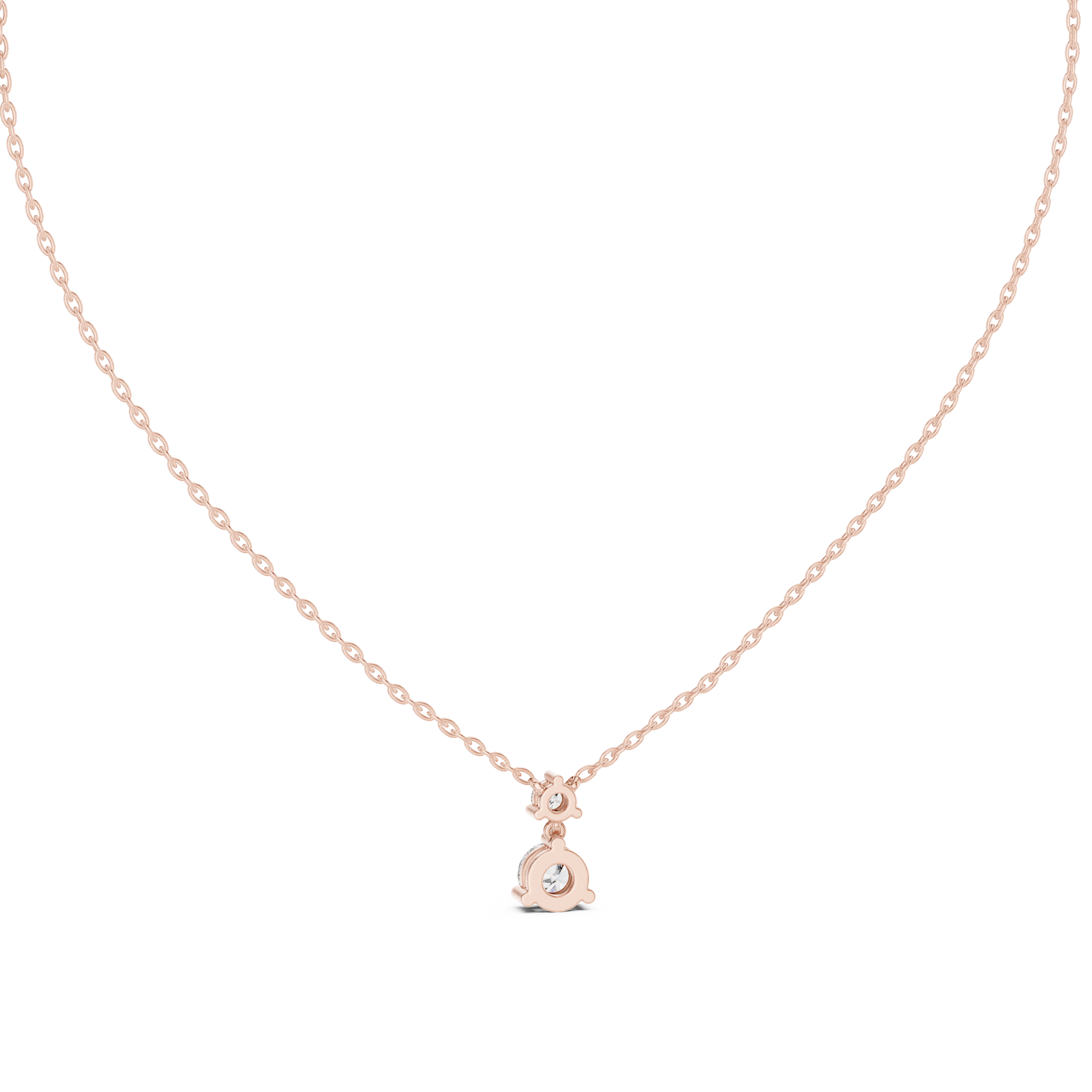 Minimal two stone diamond drop pendant in gold with lab grown diamonds by Signora Jewels