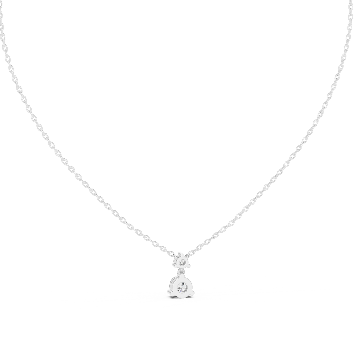 Minimal two stone diamond drop pendant in gold with lab grown diamonds by Signora Jewels