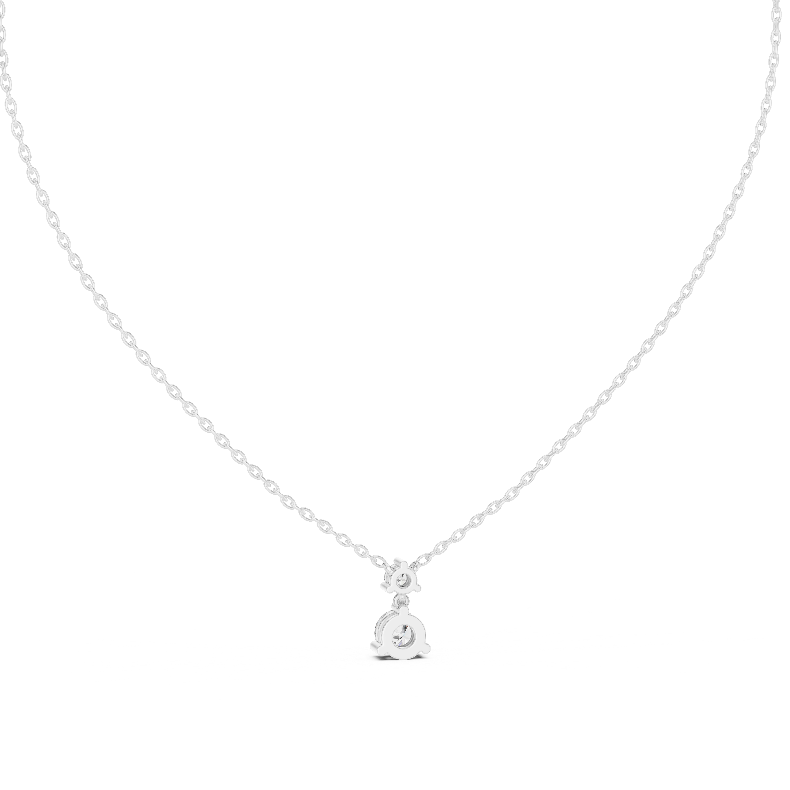 Minimal two stone diamond drop pendant in gold with lab grown diamonds by Signora Jewels