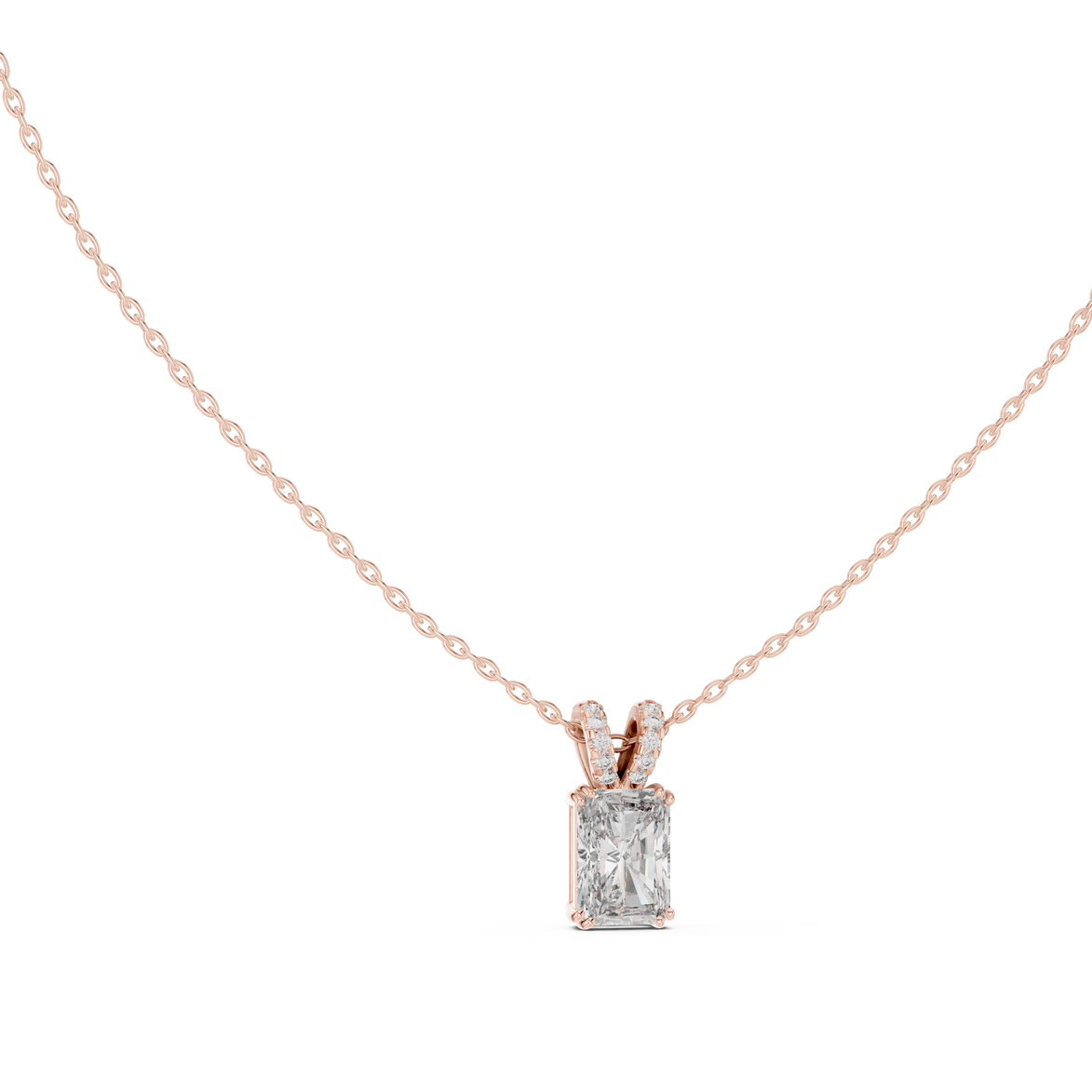 Minimal radiant cut solitaire diamond pendant in gold with lab grown diamond by Signora Jewels