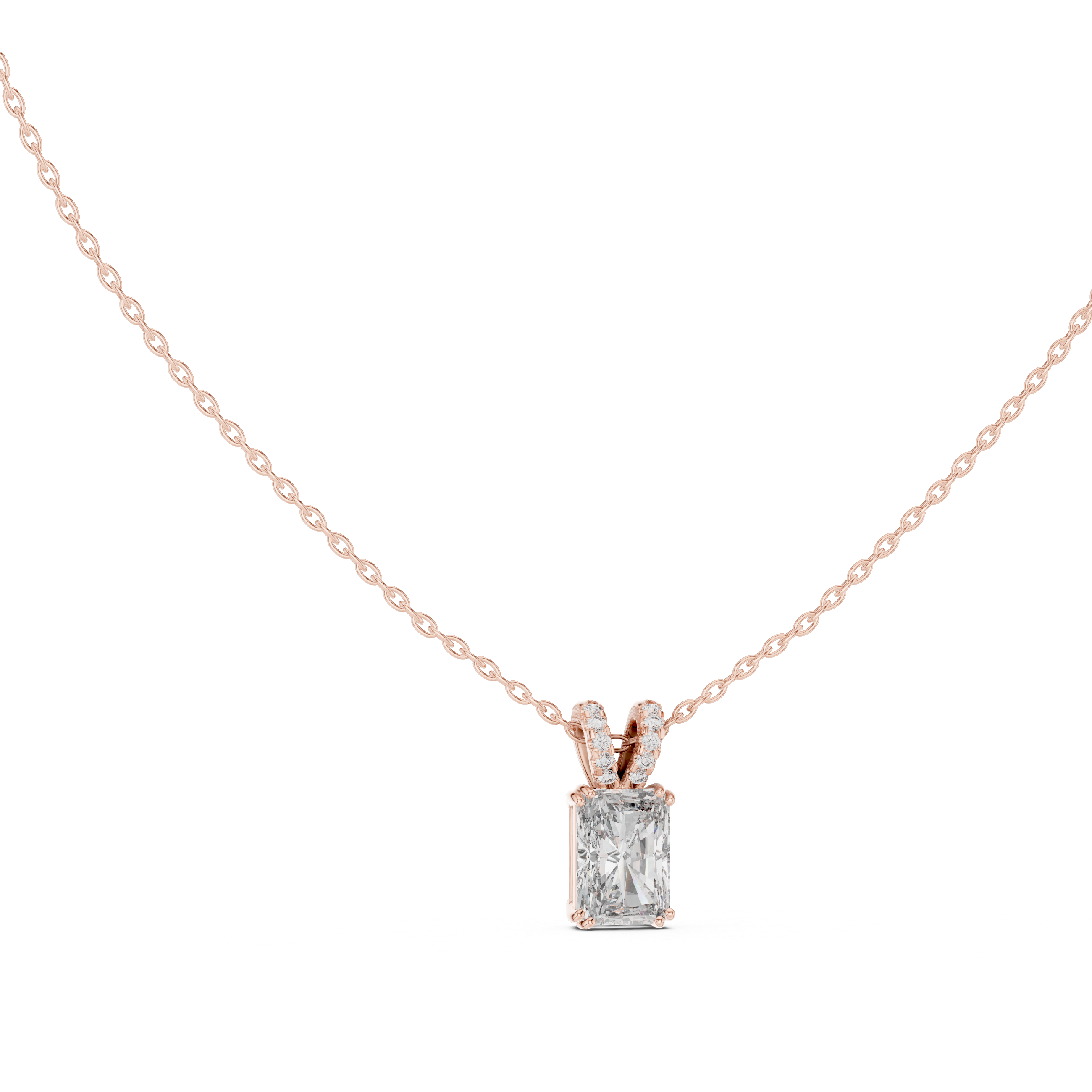 Minimal radiant cut solitaire diamond pendant in gold with lab grown diamond by Signora Jewels