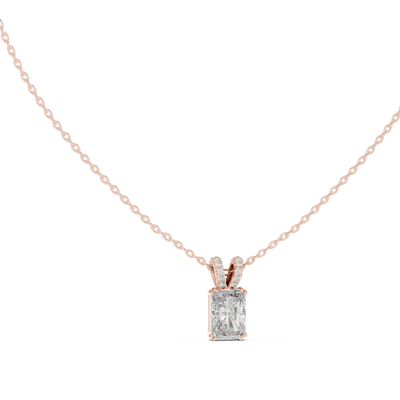 Minimal radiant cut solitaire diamond pendant in gold with lab grown diamond by Signora Jewels