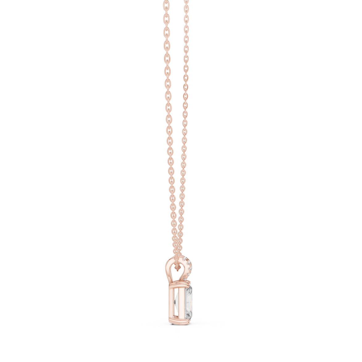 Minimal radiant cut solitaire diamond pendant in gold with lab grown diamond by Signora Jewels