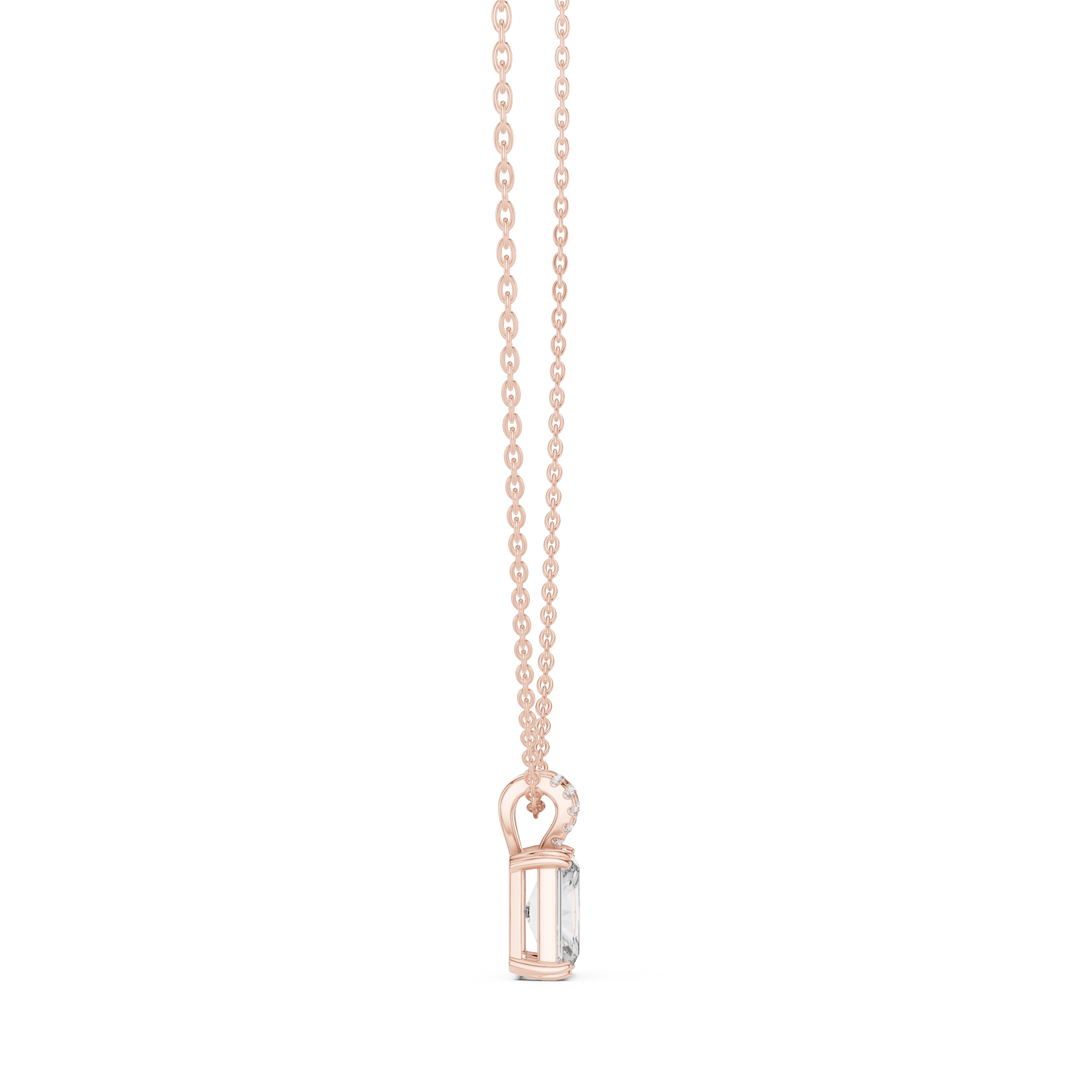 Minimal radiant cut solitaire diamond pendant in gold with lab grown diamond by Signora Jewels