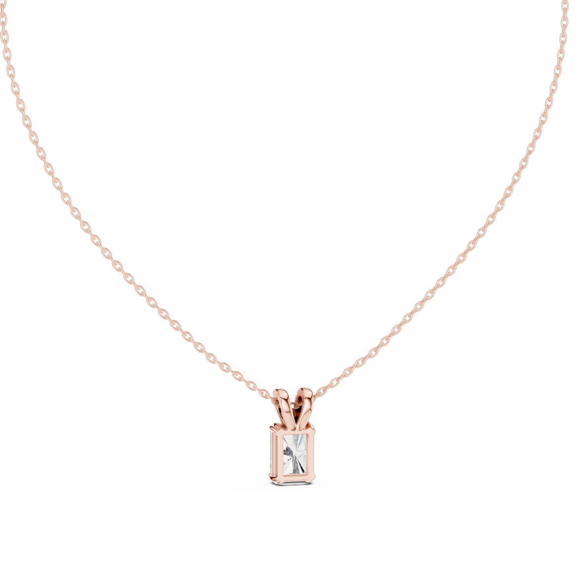 Minimal radiant cut solitaire diamond pendant in gold with lab grown diamond by Signora Jewels