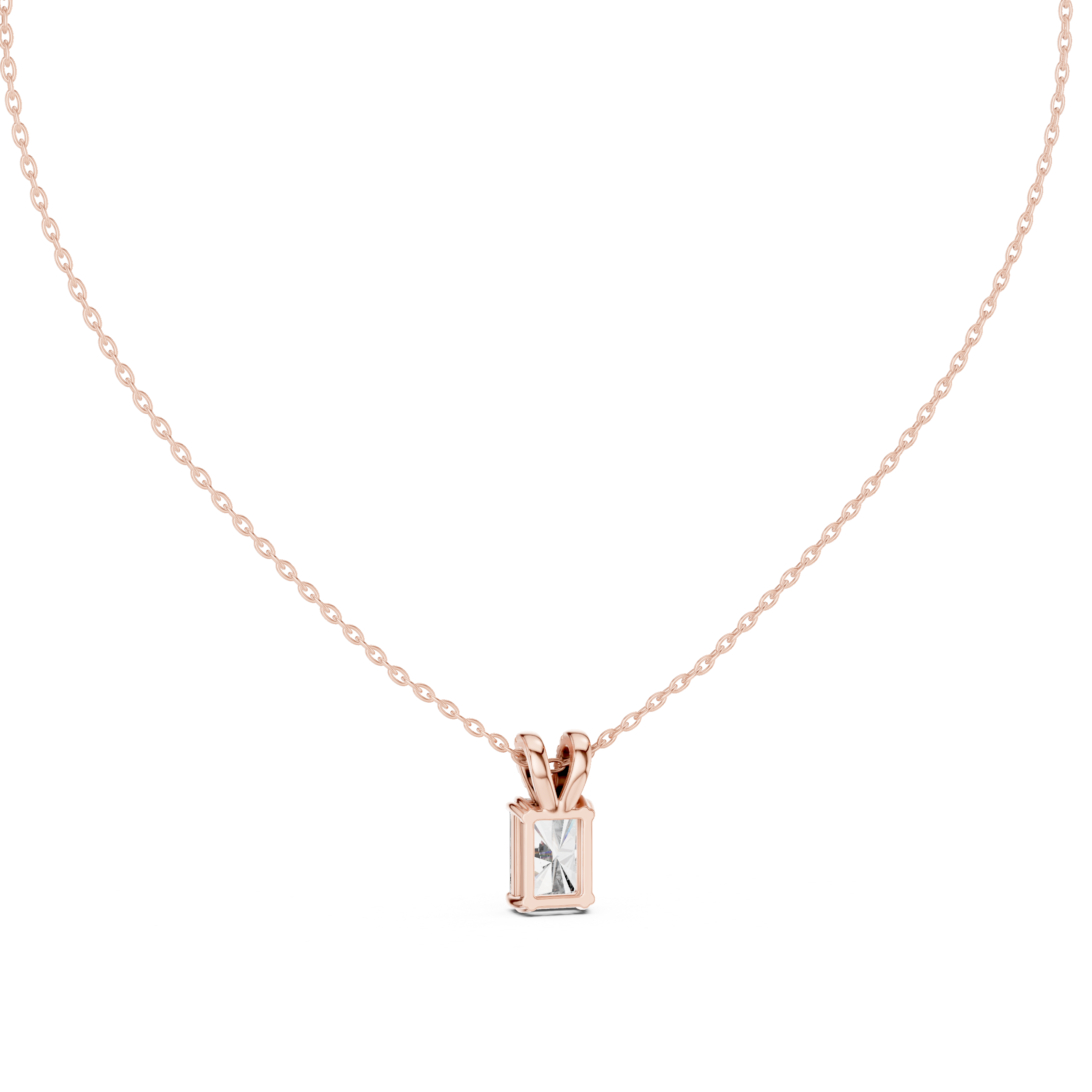 Minimal radiant cut solitaire diamond pendant in gold with lab grown diamond by Signora Jewels
