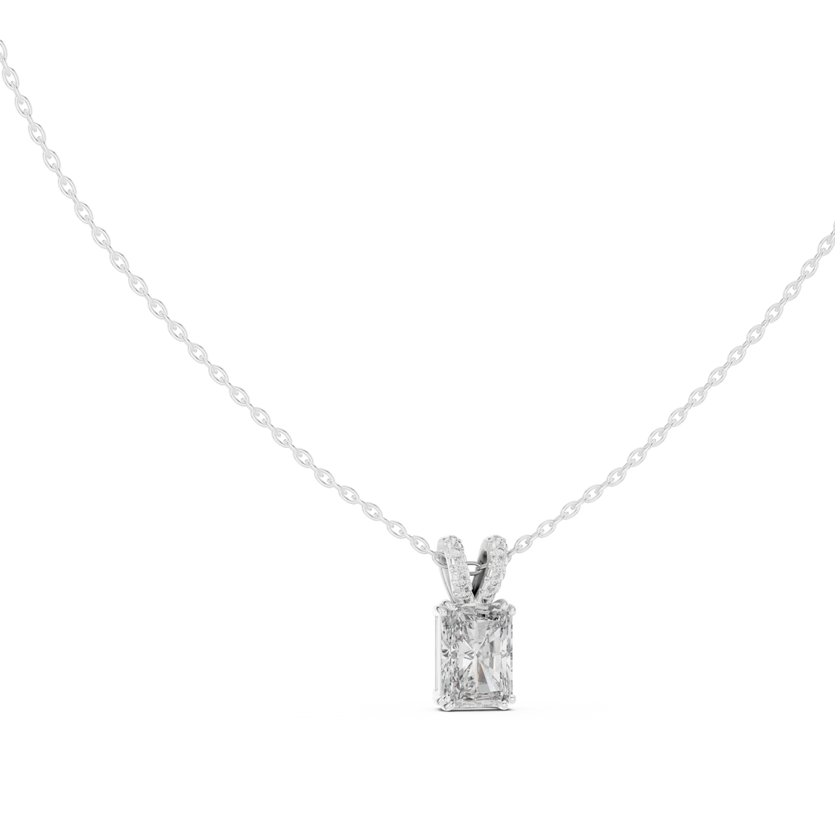 Minimal radiant cut solitaire diamond pendant in gold with lab grown diamond by Signora Jewels