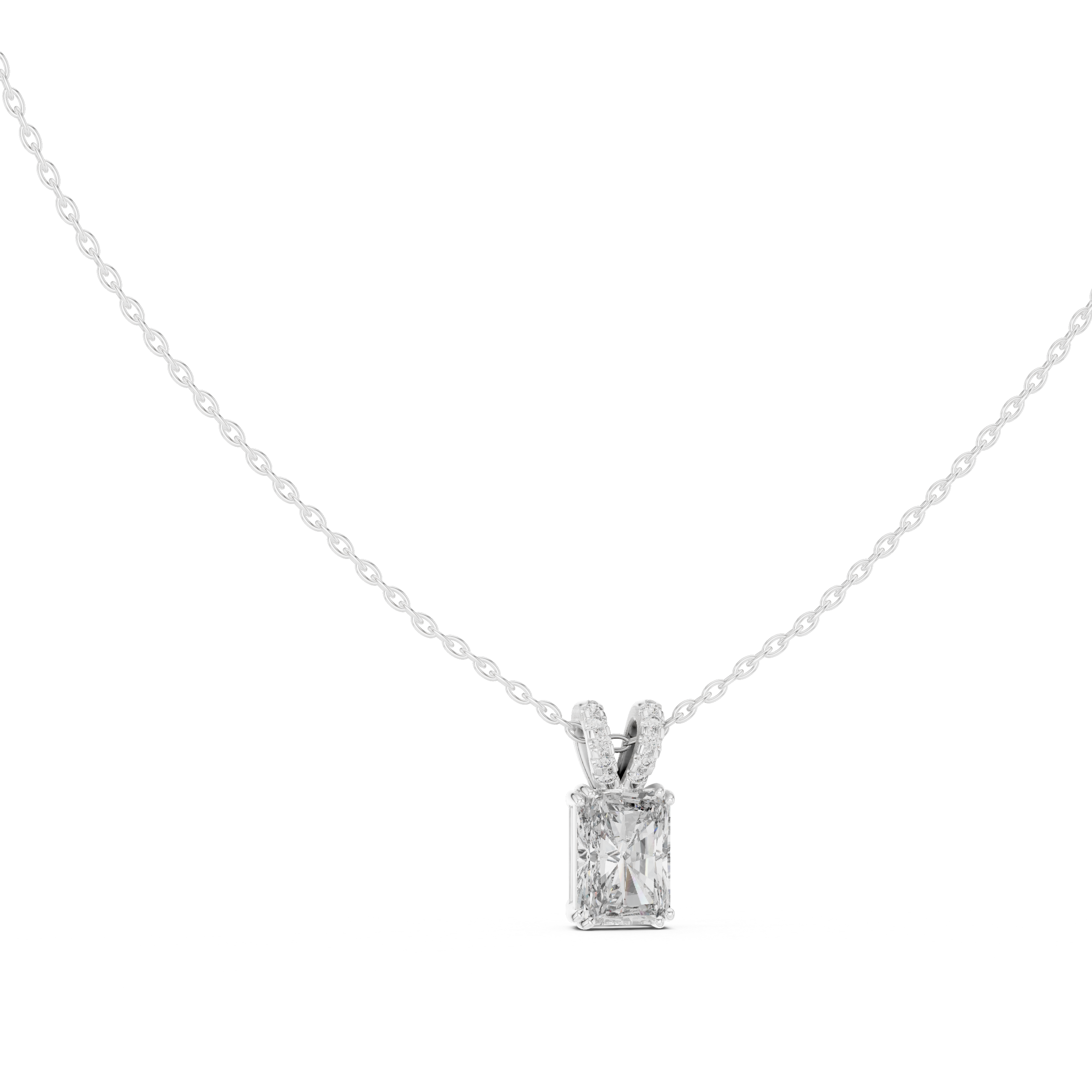 Minimal radiant cut solitaire diamond pendant in gold with lab grown diamond by Signora Jewels