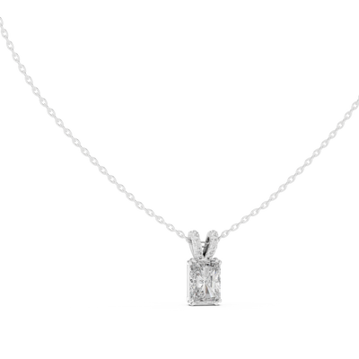Minimal radiant cut solitaire diamond pendant in gold with lab grown diamond by Signora Jewels