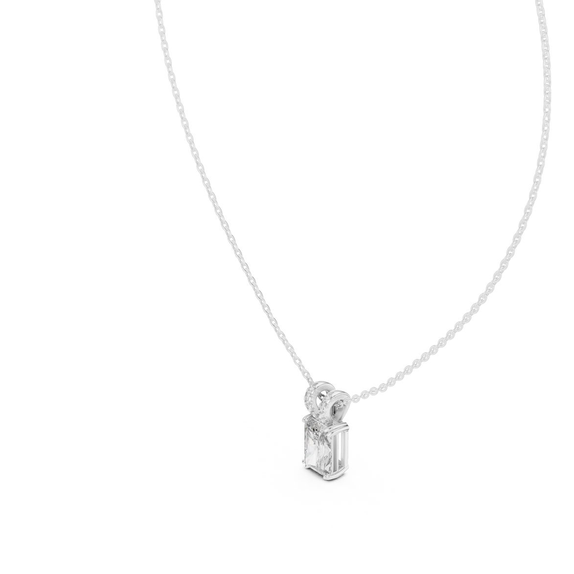 Minimal radiant cut solitaire diamond pendant in gold with lab grown diamond by Signora Jewels