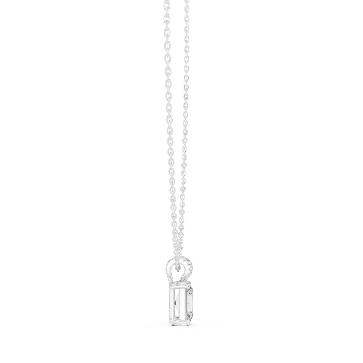 Minimal radiant cut solitaire diamond pendant in gold with lab grown diamond by Signora Jewels