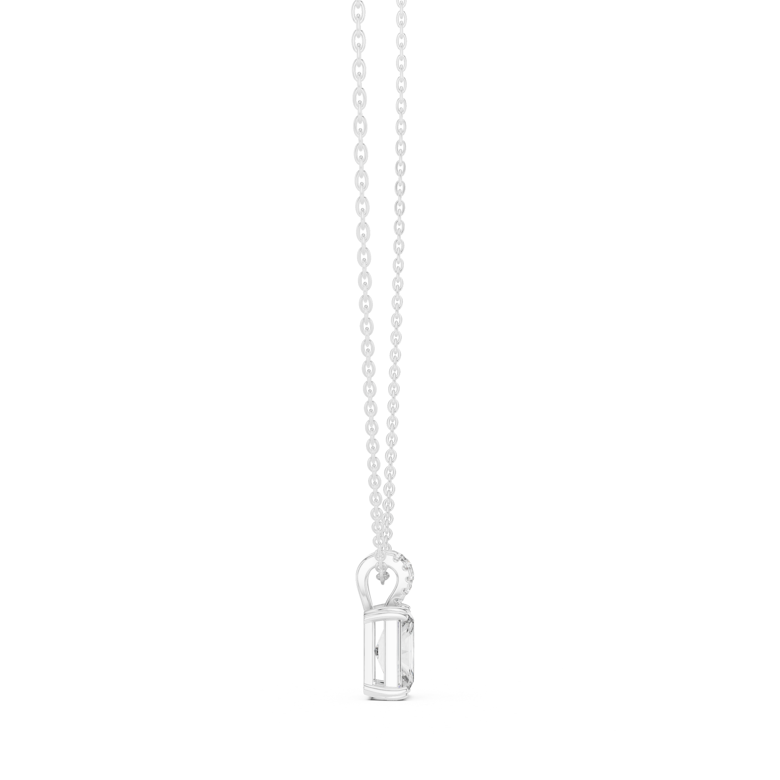 Minimal radiant cut solitaire diamond pendant in gold with lab grown diamond by Signora Jewels