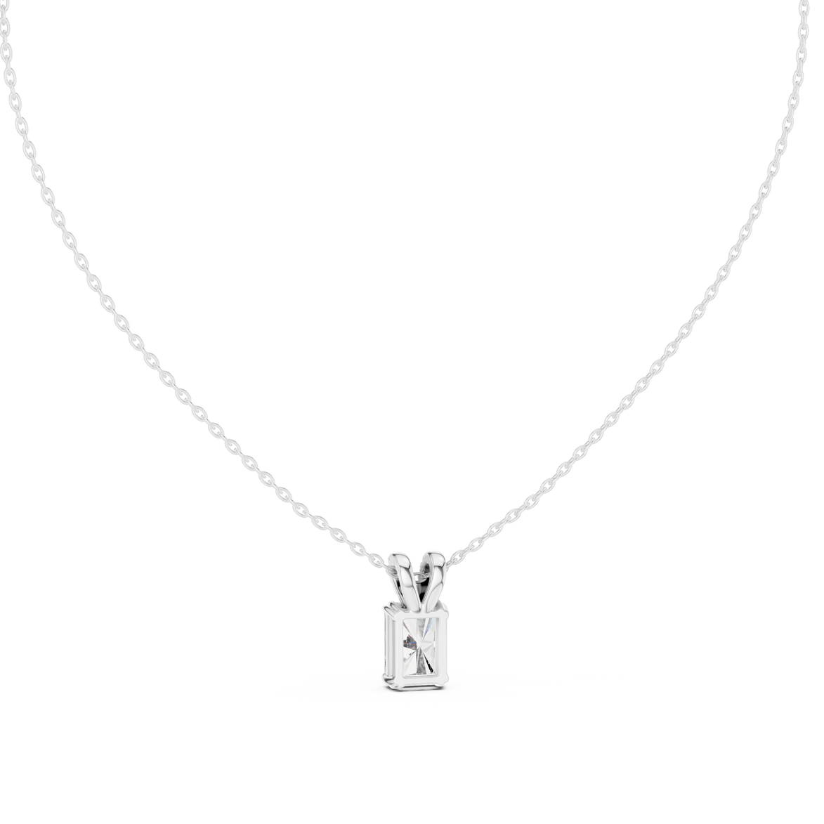 Minimal radiant cut solitaire diamond pendant in gold with lab grown diamond by Signora Jewels