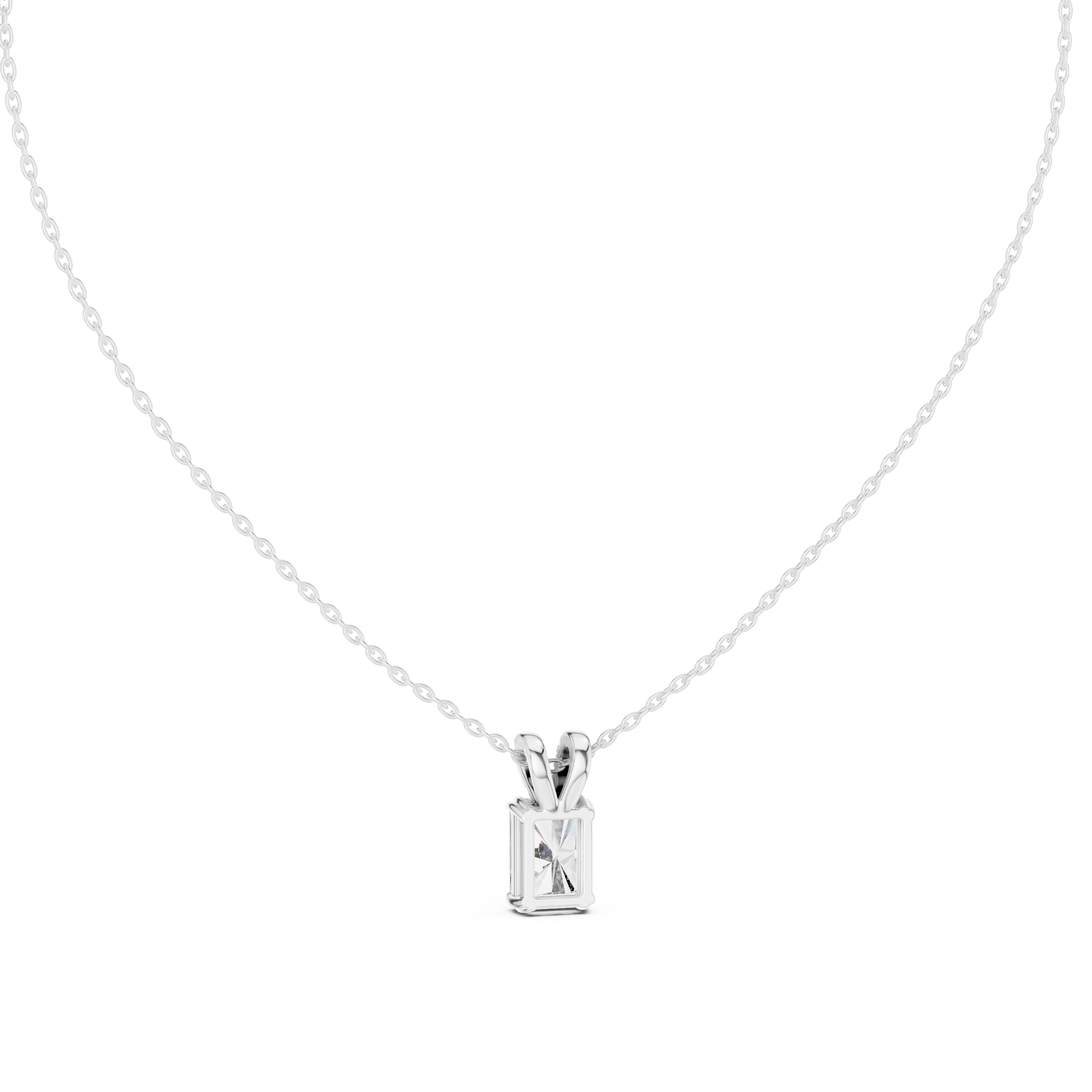 Minimal radiant cut solitaire diamond pendant in gold with lab grown diamond by Signora Jewels