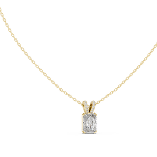 radiant diamond solitaire pendant in yellow gold