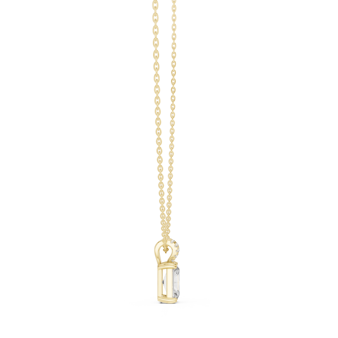 Minimal radiant cut solitaire diamond pendant in gold with lab grown diamond by Signora Jewels
