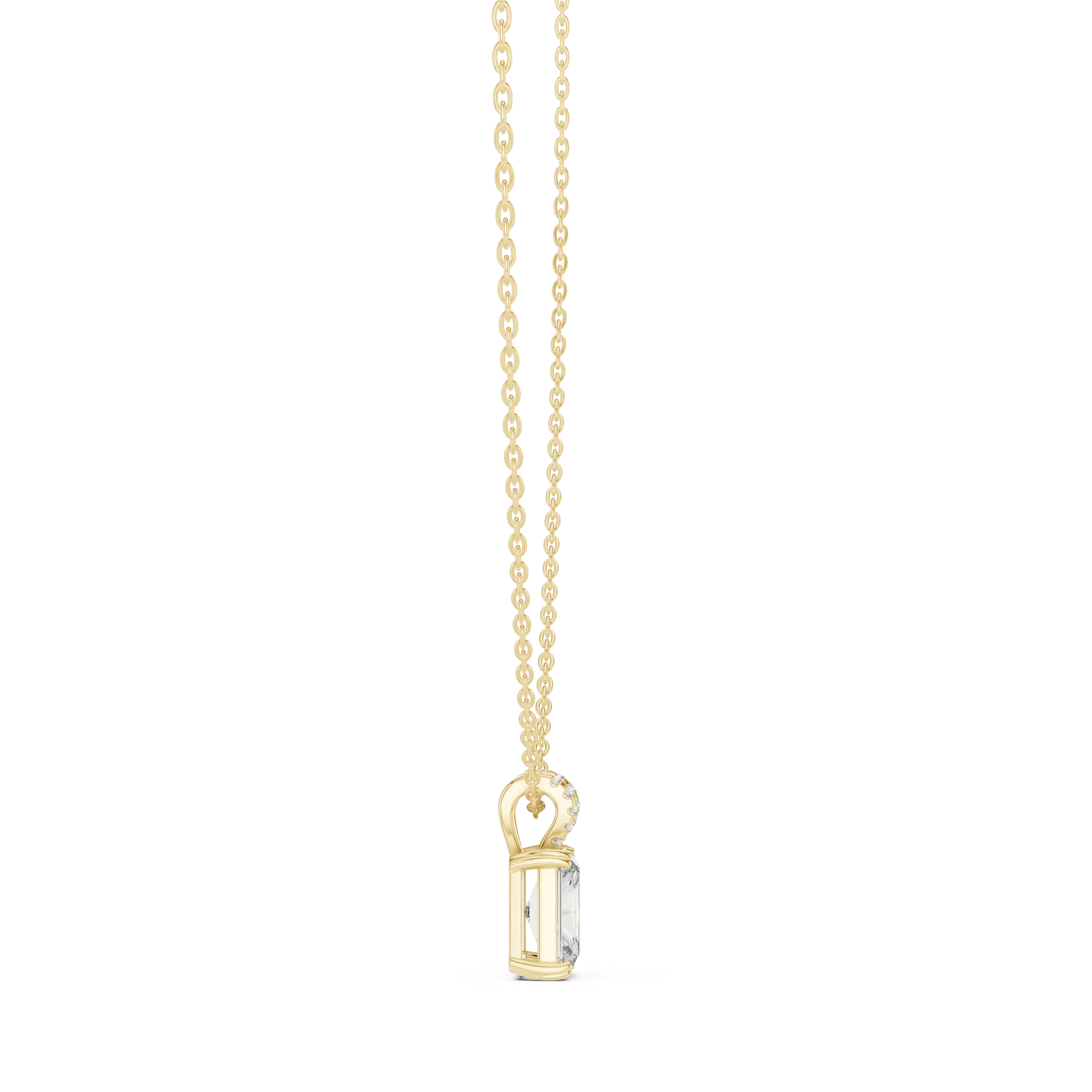 Minimal radiant cut solitaire diamond pendant in gold with lab grown diamond by Signora Jewels