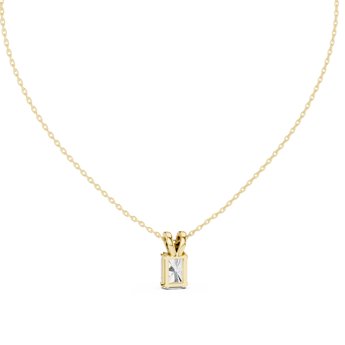 Minimal radiant cut solitaire diamond pendant in gold with lab grown diamond by Signora Jewels