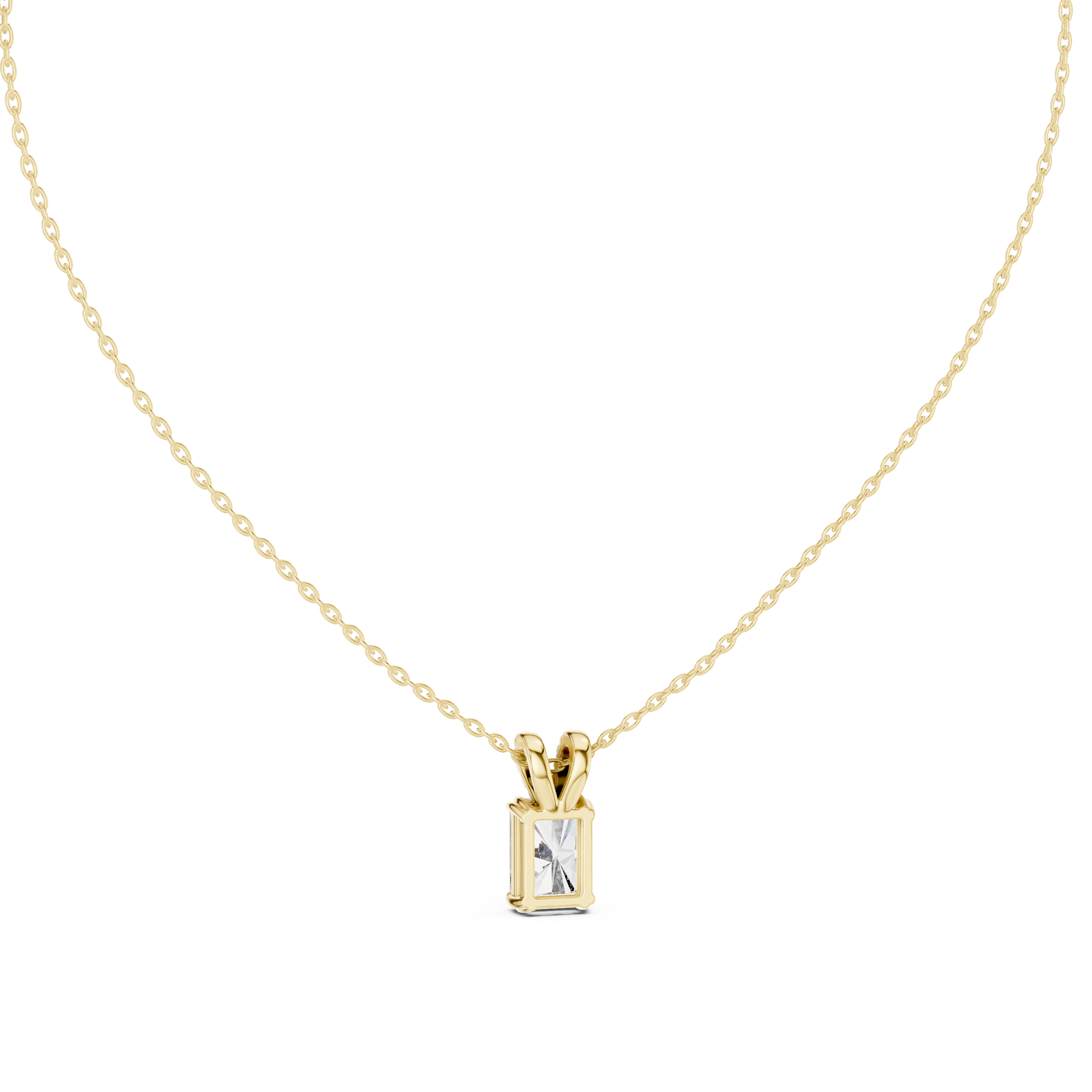 Minimal radiant cut solitaire diamond pendant in gold with lab grown diamond by Signora Jewels