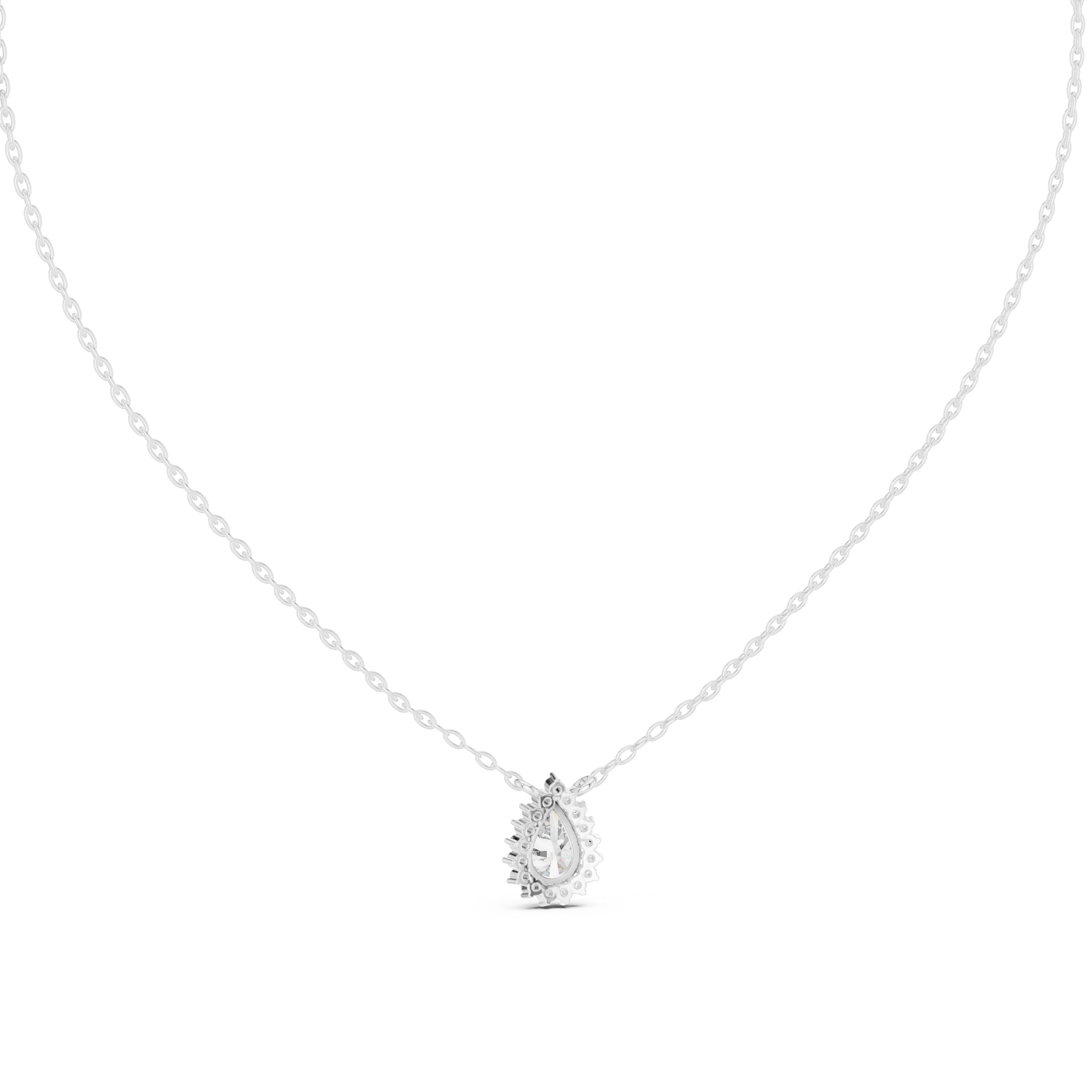 Elegant pear cut halo diamond pendant in gold with lab grown diamonds by Signora Jewels