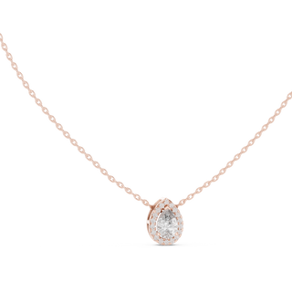 pear diamond halo pendant in rose gold