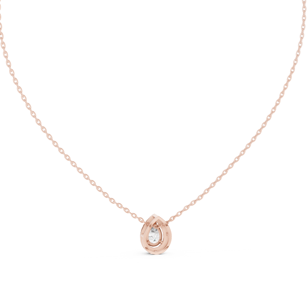 Elegant pear cut halo diamond pendant in gold with lab grown diamonds by Signora Jewels