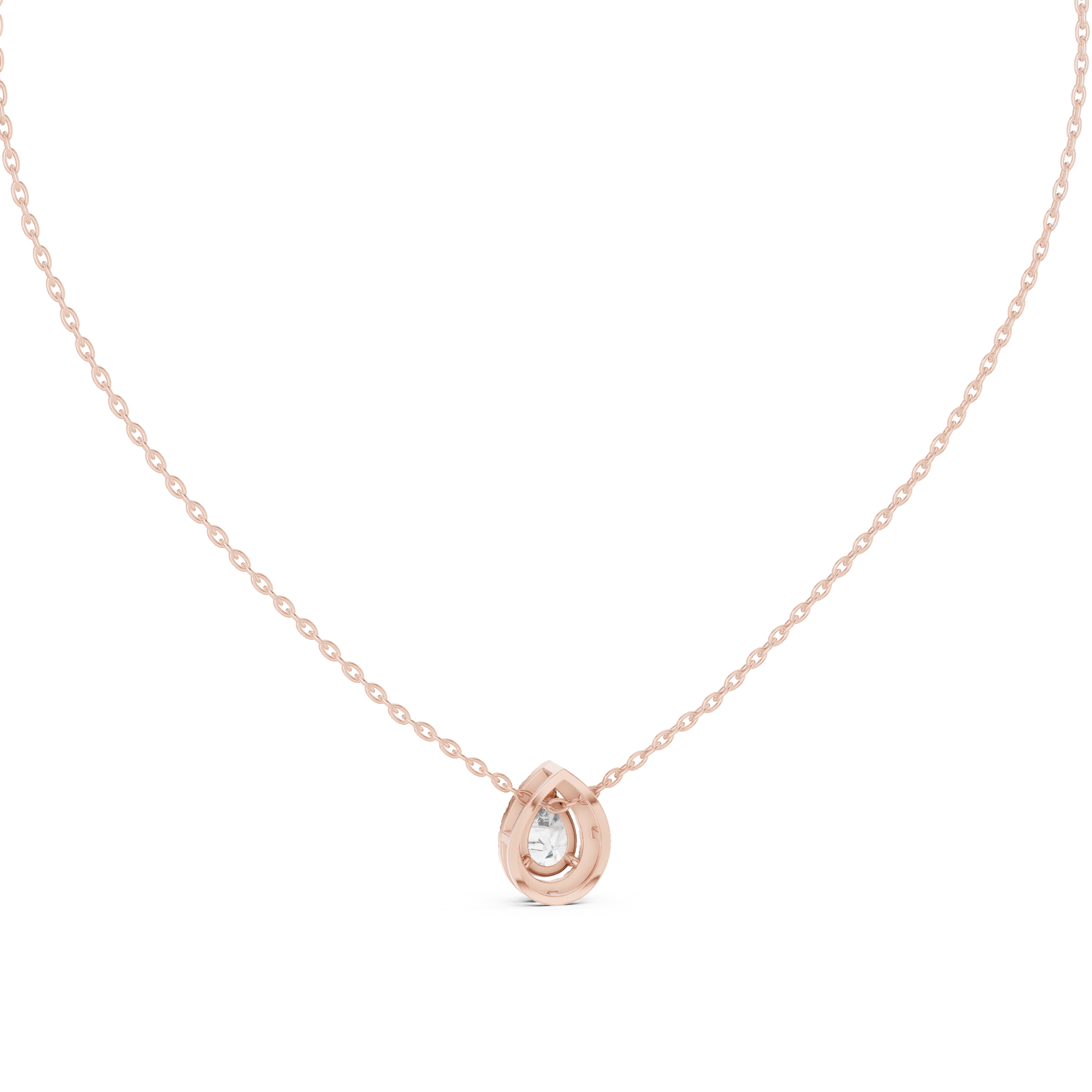 Elegant pear cut halo diamond pendant in gold with lab grown diamonds by Signora Jewels