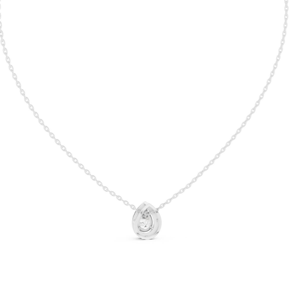 Elegant pear cut halo diamond pendant in gold with lab grown diamonds by Signora Jewels