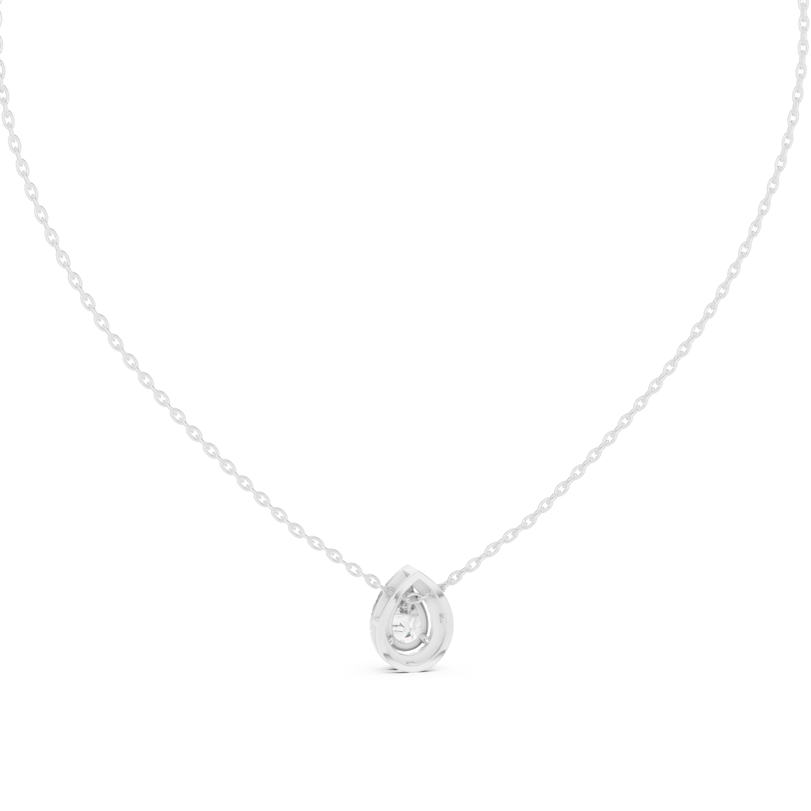 Elegant pear cut halo diamond pendant in gold with lab grown diamonds by Signora Jewels