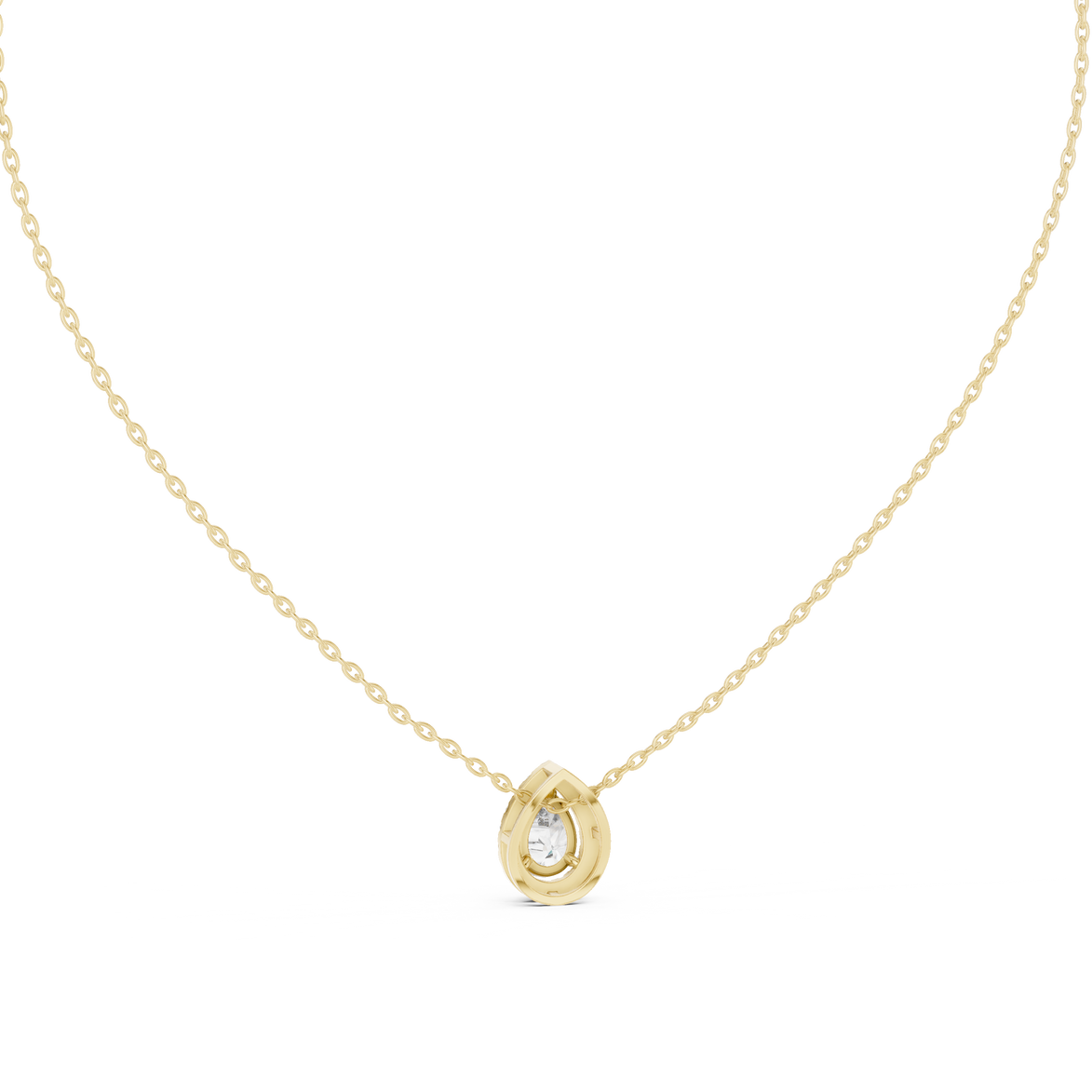 Elegant pear cut halo diamond pendant in gold with lab grown diamonds by Signora Jewels