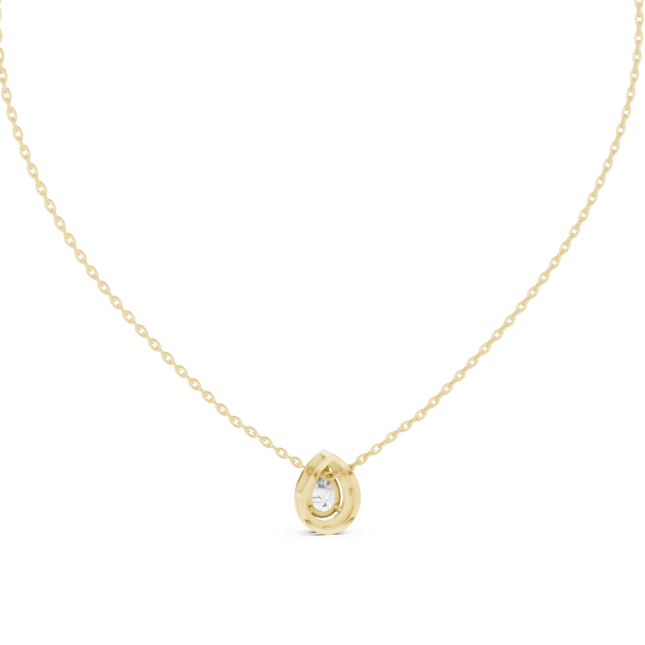Elegant pear cut halo diamond pendant in gold with lab grown diamonds by Signora Jewels