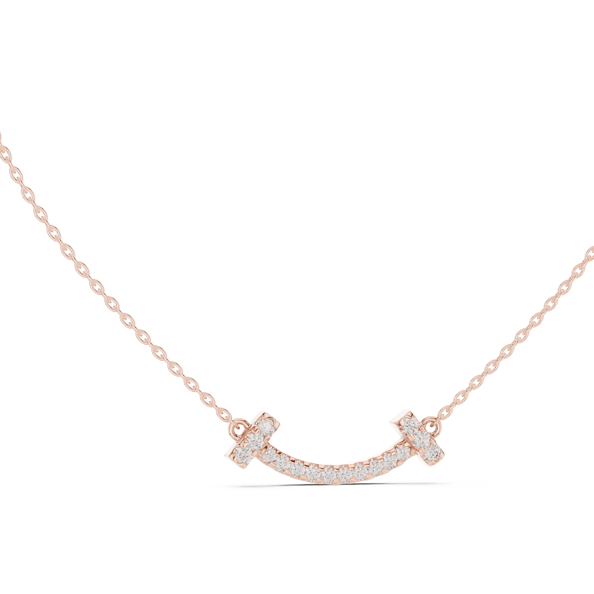 Minimal curved diamond bar pendant in gold with lab grown diamonds by Signora Jewels