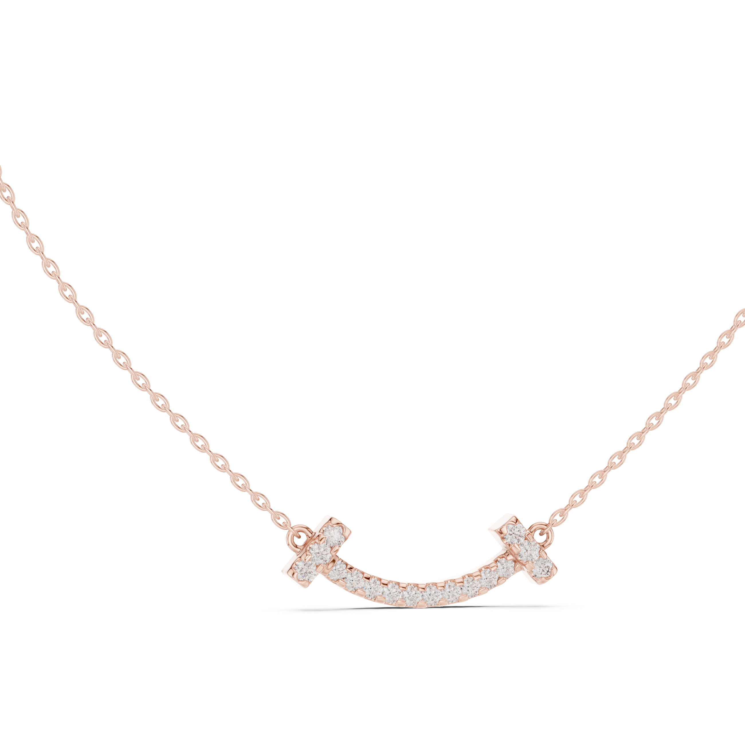 Minimal curved diamond bar pendant in gold with lab grown diamonds by Signora Jewels