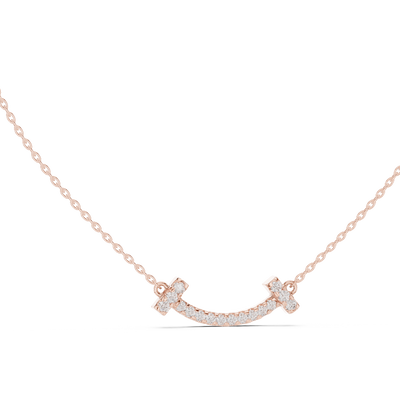 curved bar lab grown diamond pendant in rose gold